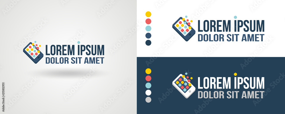 smartphone emblem with buttons icons ,vector illustration and text smartphone emblem with buttons icons ,vector illustration and text