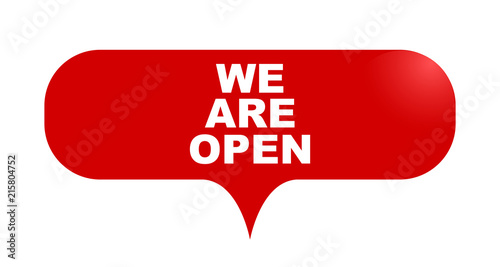 red vector bubble banner we are open