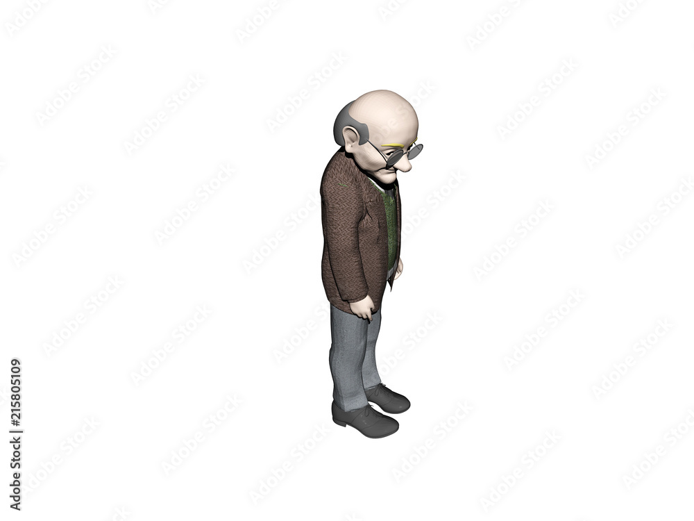 Cartoon Figur alter Mann mit Brille Stock-Illustration | Adobe Stock