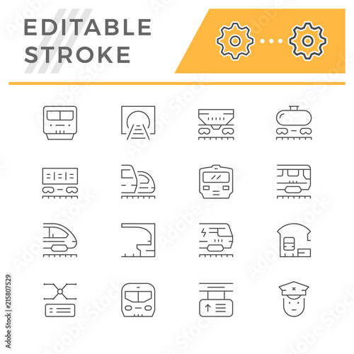 Set line icons of railroad