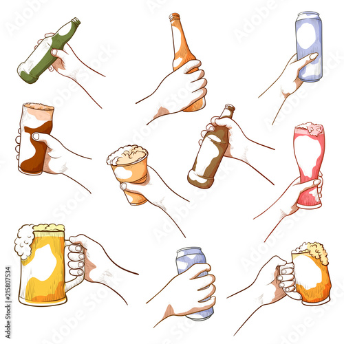 Hands holding beer