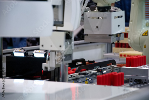 Fotografie Robots, machines, solder equipment close up footage