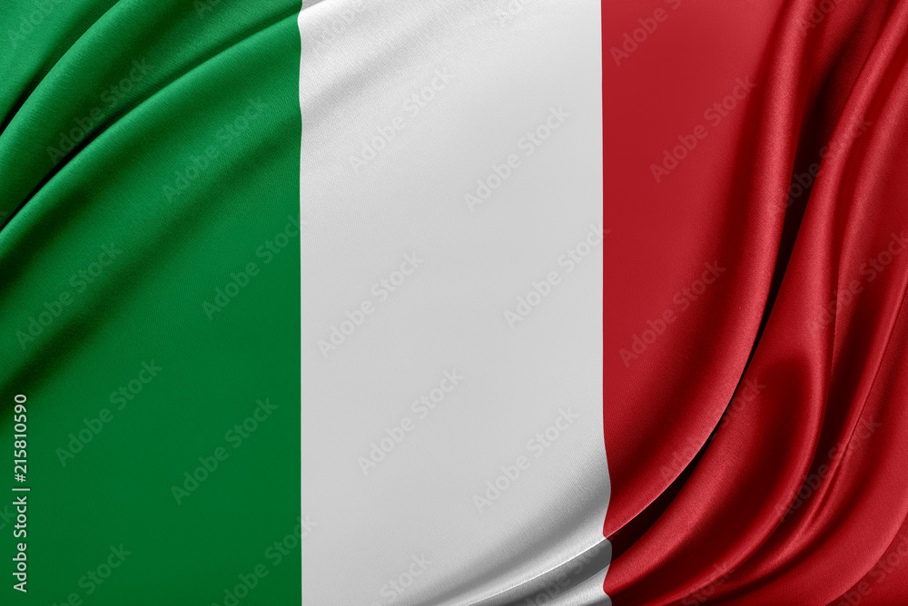 Italy flag with a glossy silk texture.