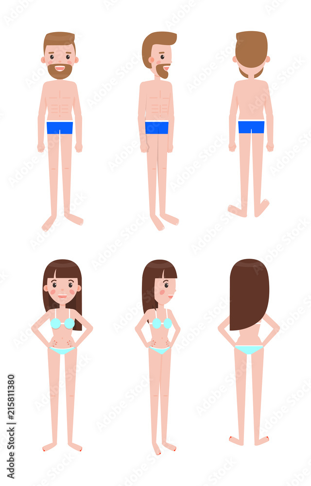 Guy in Swimming Trunks and Girl in Swimsuit Set Guy in Swimming Trunks and Girl in Swimsuit Set