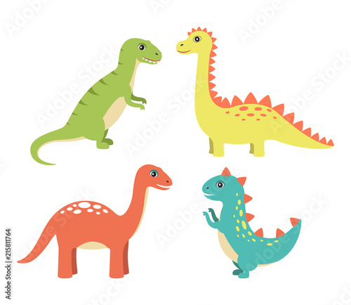 Dino Collection Types Set Vector Illustration