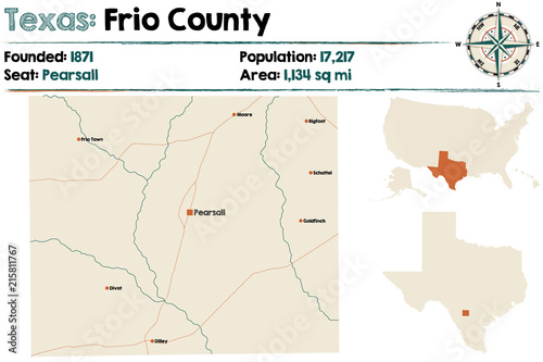 Detailed map of Frio county in Texas  USA.