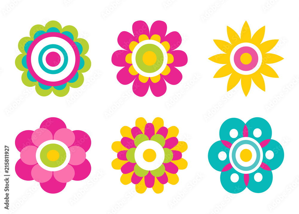 Geometric Shape Flowers Made of Simple Circles Geometric Shape Flowers Made of Simple Circles