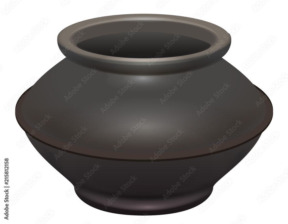 Black metal empty pot isolated vector illustration Black metal empty pot isolated vector illustration