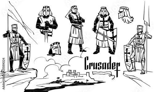 Knights of the Crusaders in various poses