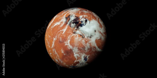 Extremely detailed and realistic high resolution 3D illustration of a terraformed Mars like Planet
