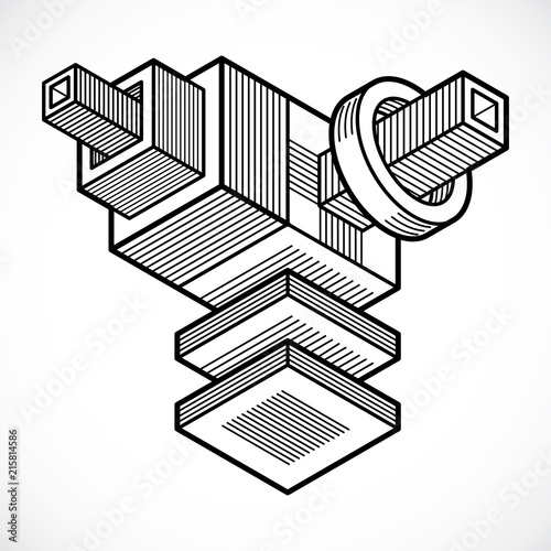 3D engineering vector, abstract shape made using cubes and geometric forms.