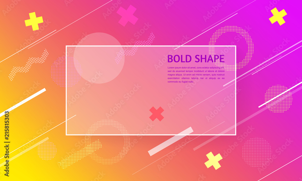 Colorful yellow-purple dynamic bold shapes, bright colorful gradient background, futuristic geometric patterns, trendy abstract halftone gradients template for game, cover, magazine, presentation