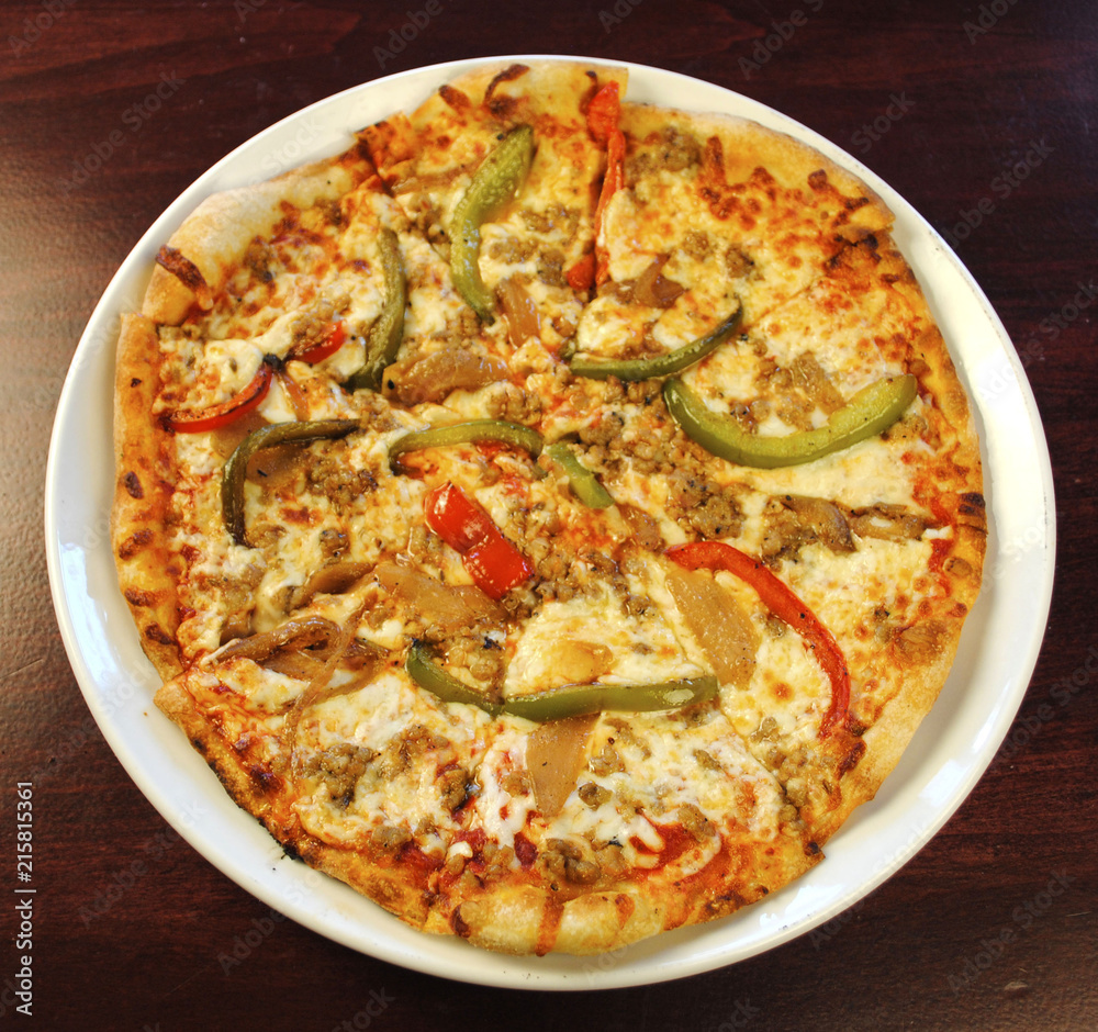 Red & Green Peppers on Pizza