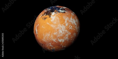 Extremely detailed and realistic high resolution 3D illustration of a terraformed Mars like Planet