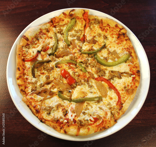 Red & Green Peppers on Pizza