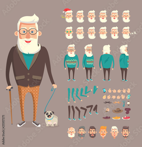 Grandfather Collection Builder Vector Illustration