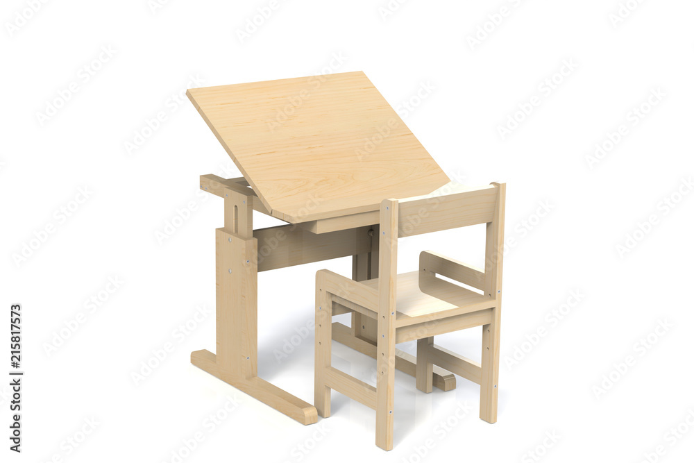Children's small wooden table and chair. Children's small wooden table and chair.
