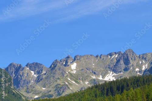 View of high mountains with snow