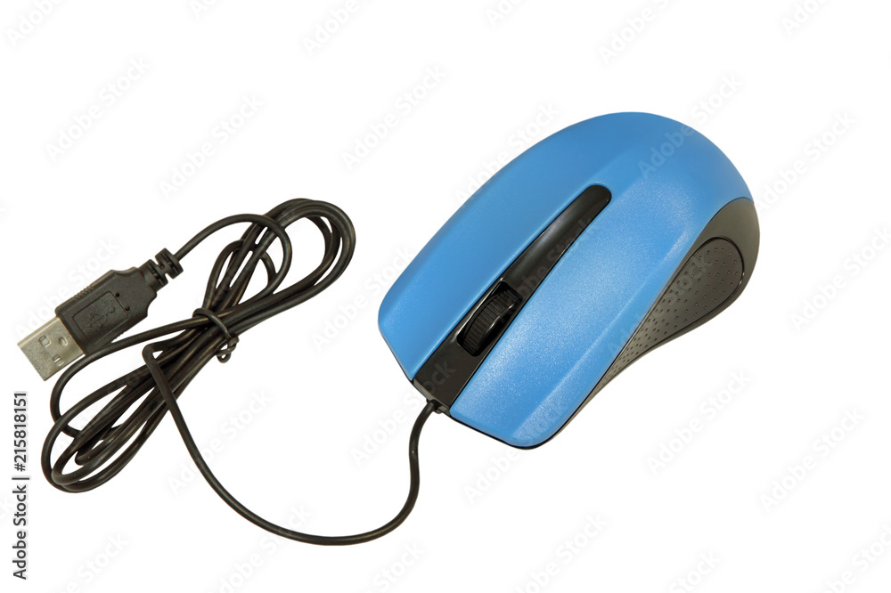 Computer mouse with USB cable isolated on white.Top view. Computer mouse with USB cable isolated on white.Top view.