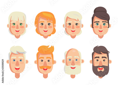 Human Constructor Head Different Hairstyles Vector