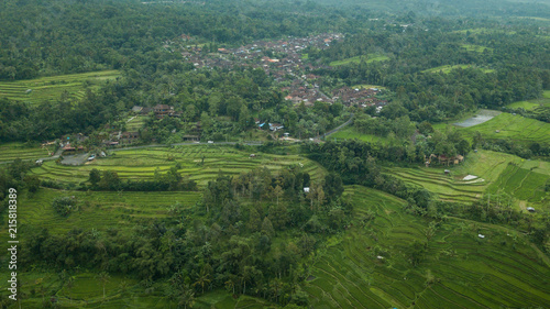 aerial picture of a town in bali tooked with a drone