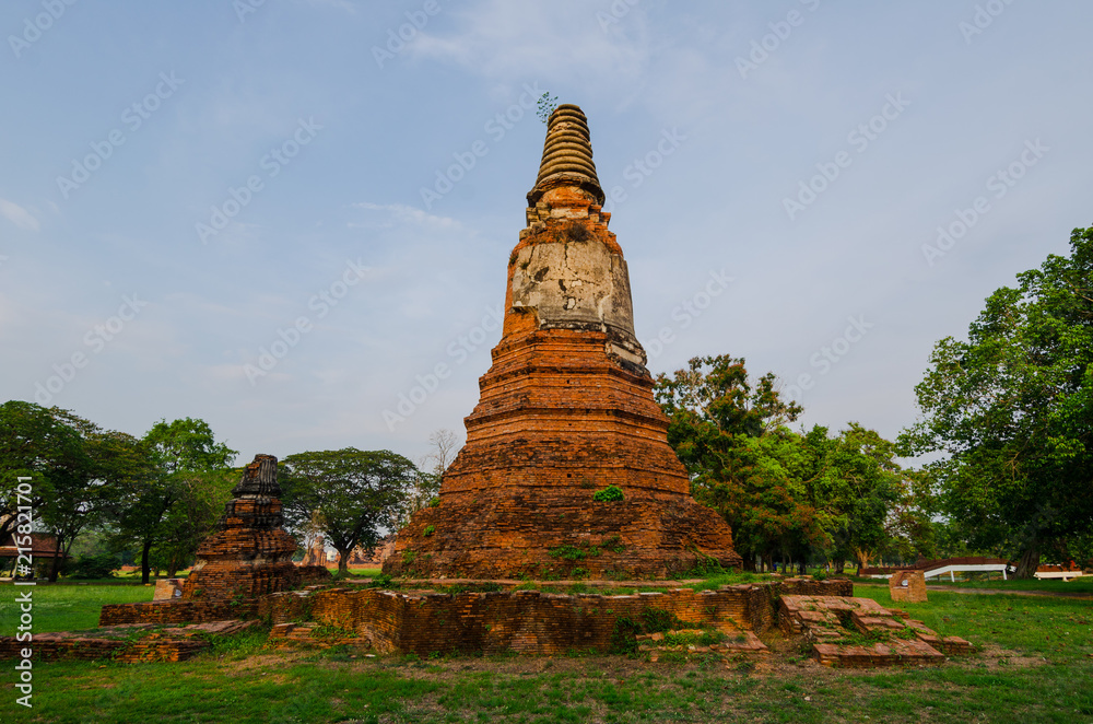 Isolated stupa (pagoda) from ancient Ayutthaya civilisation, in Thailand.
