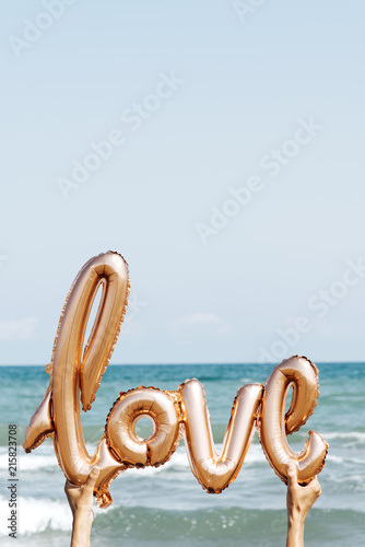balloon in the shape of the word love