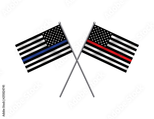 First Responder Support Flags Illustration