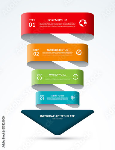 Arrow infographic template. Business concept with 4 steps, options, parts. Can be used for diagram, chart, web design. Vector illustration