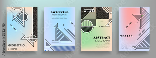 Covers templates set with graphic geometric elements. Applicable for brochures, posters, covers and banners. Vector illustrations.