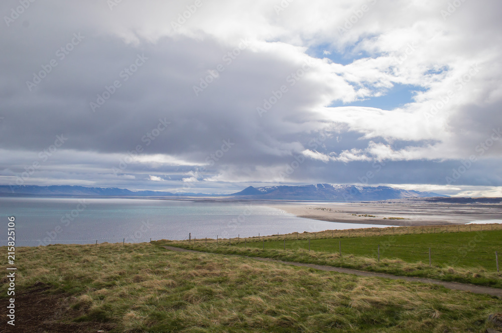 Panoramic view f the landscape of Hvitserkur, Iceland
