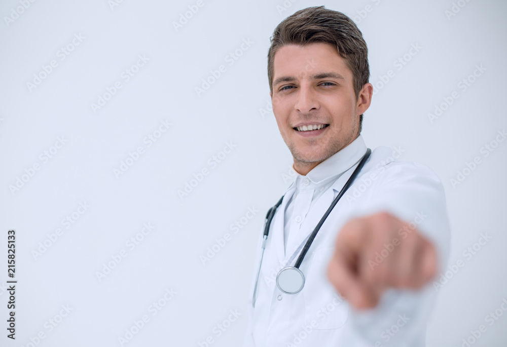 successful doctor pointing to you successful doctor pointing to you