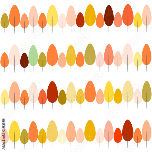 Happy Autumn seamless pattern,A lot of colorful cute tree on white background.Vector illustration.