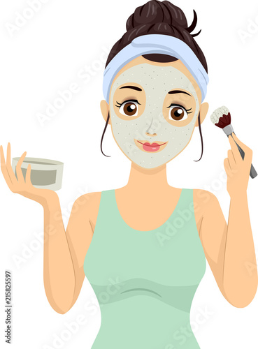Teen Girl Facial Mask Illustration