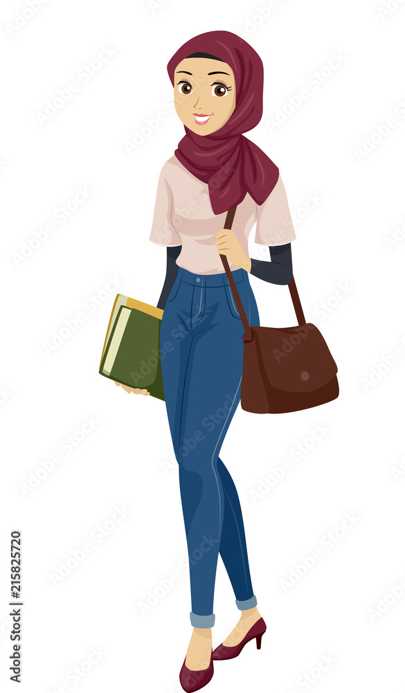 Teen Girl Muslim Student Illustration Teen Girl Muslim Student Illustration