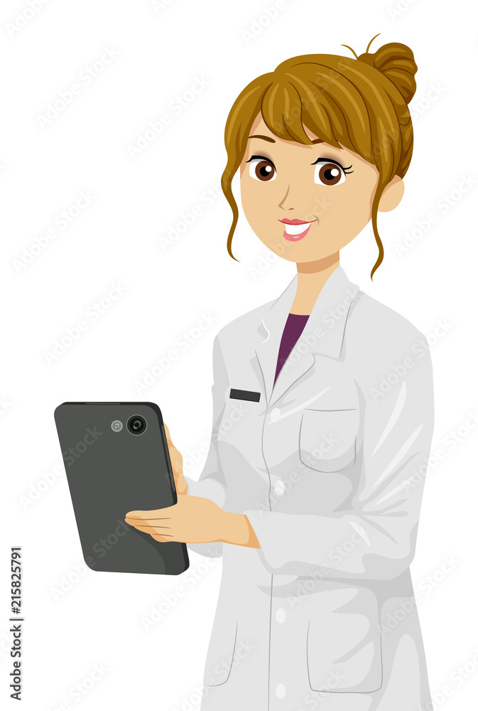 Teen Girl Tablet Science Illustration Teen Girl Tablet Science Illustration