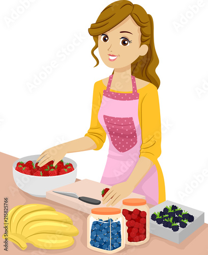 Teen Girl Fruits Illustration