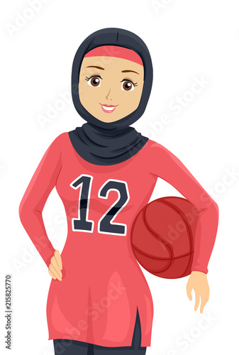 Teen Girl Muslim Basketball Player Illustration