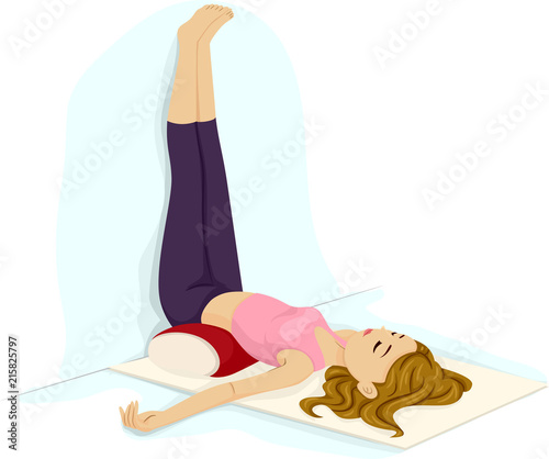 Teen Girl Yoga Legs Up The Wall Illustration