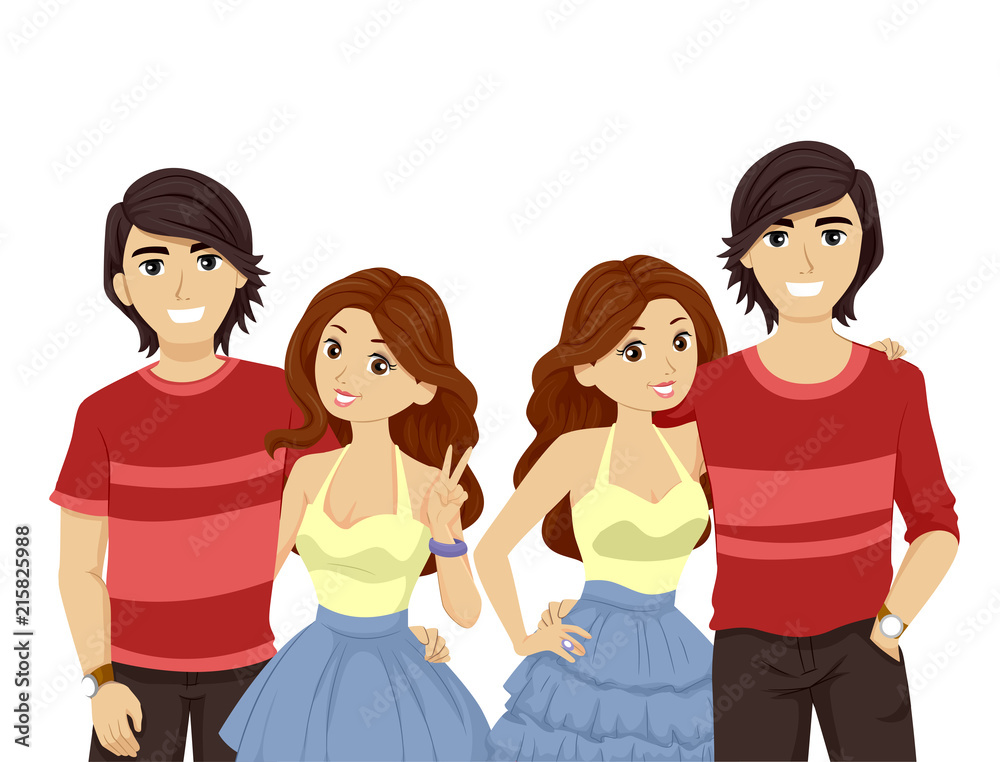 Teen Twin Couple Illustration