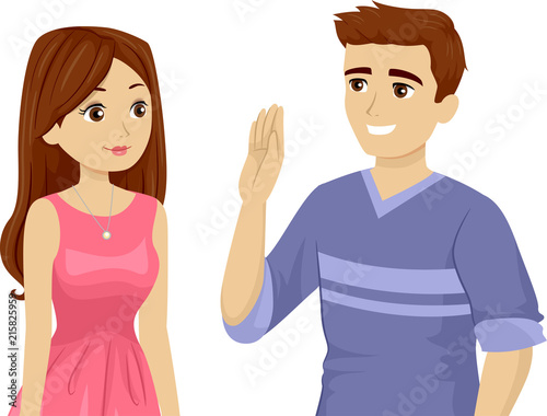 Teen Guy Promise Girl Couple Illustration