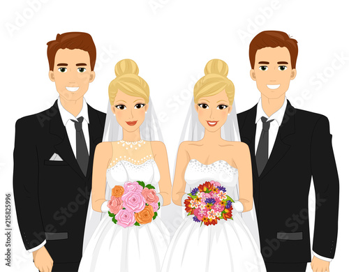 Couple Twins Wedding Illustration