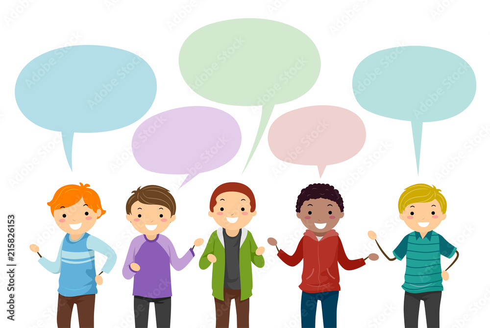 Stickman Teens Boys Speech Bubble Illustration Stickman Teens Boys Speech Bubble Illustration