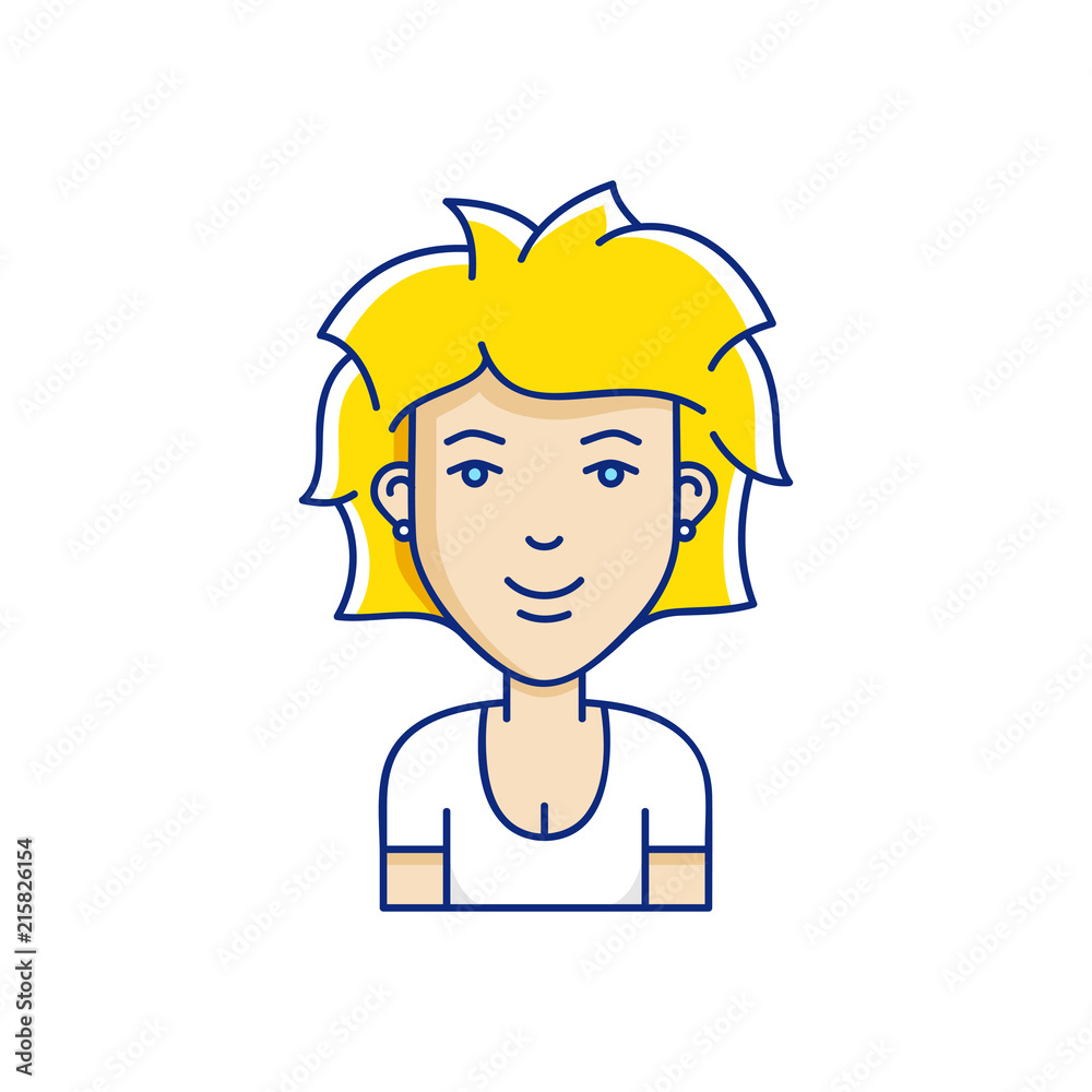 Vector character illustration of woman face in cartoon linear Vector character illustration of woman face in cartoon linear