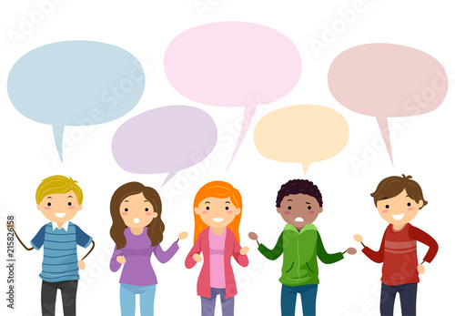 Stickman Teens Speech Bubble Illustration