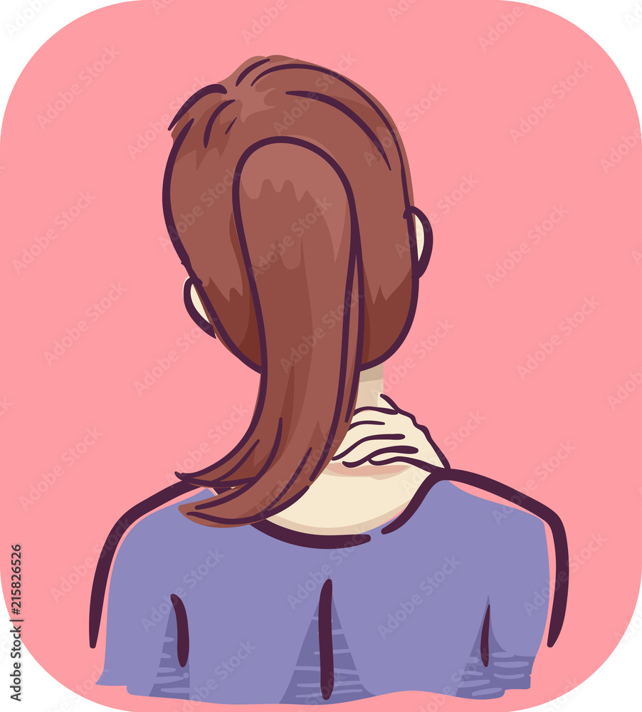 Symptoms Girl Stiff Neck Illustration Symptoms Girl Stiff Neck Illustration