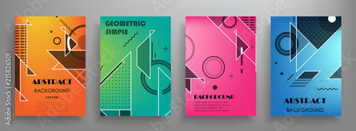 Covers templates set with graphic geometric elements. Applicable for brochures, posters, covers and banners. Vector illustrations.