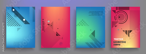 Covers templates set with graphic geometric elements. Applicable for brochures, posters, covers and banners. Vector illustrations.