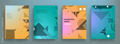 Covers templates set with graphic geometric elements. Applicable for brochures, posters, covers and banners. Vector illustrations.