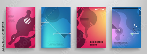 Covers templates set with graphic geometric elements. Applicable for brochures, posters, covers and banners. Vector illustrations.